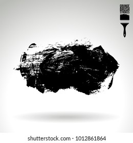 Black brush stroke and texture. Grunge vector abstract hand - painted element. Underline and border design.