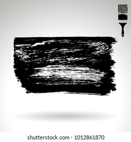 Black brush stroke and texture. Grunge vector abstract hand - painted element. Underline and border design.