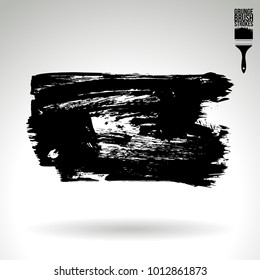 Black brush stroke and texture. Grunge vector abstract hand - painted element. Underline and border design.