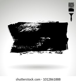 Black brush stroke and texture. Grunge vector abstract hand - painted element. Underline and border design.