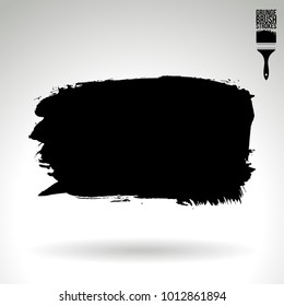 Black brush stroke and texture. Grunge vector abstract hand - painted element. Underline and border design.