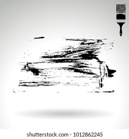 Black brush stroke and texture. Grunge vector abstract hand - painted element. Underline and border design.