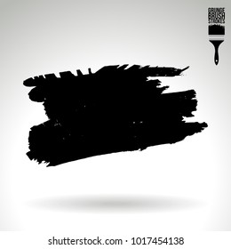 Black brush stroke and texture. Grunge vector abstract hand - painted element. Underline and border design.