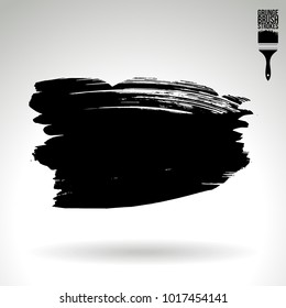 Black brush stroke and texture. Grunge vector abstract hand - painted element. Underline and border design.