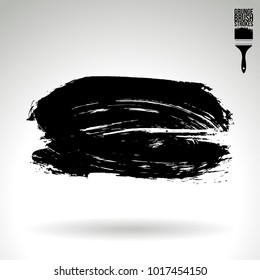 Black brush stroke and texture. Grunge vector abstract hand - painted element. Underline and border design.