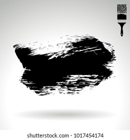 Black brush stroke and texture. Grunge vector abstract hand - painted element. Underline and border design.