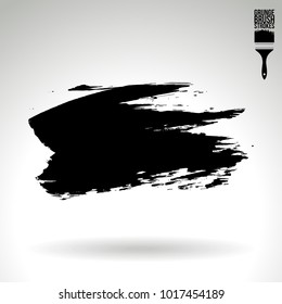 Black brush stroke and texture. Grunge vector abstract hand - painted element. Underline and border design.