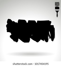 Black brush stroke and texture. Grunge vector abstract hand - painted element. Underline and border design.