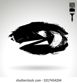 Black brush stroke and texture. Grunge vector abstract hand - painted element. Underline and border design.