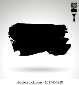 Black brush stroke and texture. Grunge vector abstract hand - painted element. Underline and border design.