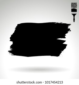 Black brush stroke and texture. Grunge vector abstract hand - painted element. Underline and border design.