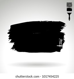 Black brush stroke and texture. Grunge vector abstract hand - painted element. Underline and border design.