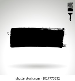 Black brush stroke and texture. Grunge vector abstract hand - painted element. Underline and border design.