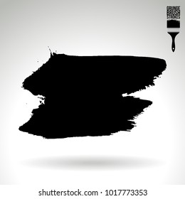 Black brush stroke and texture. Grunge vector abstract hand - painted element. Underline and border design.