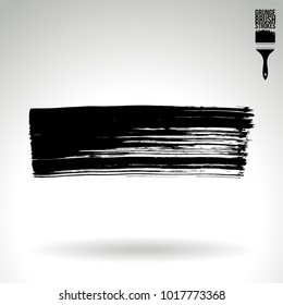 Black brush stroke and texture. Grunge vector abstract hand - painted element. Underline and border design.