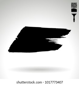 Black brush stroke and texture. Grunge vector abstract hand - painted element. Underline and border design.