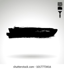 Black brush stroke and texture. Grunge vector abstract hand - painted element. Underline and border design.