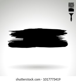 Black brush stroke and texture. Grunge vector abstract hand - painted element. Underline and border design.
