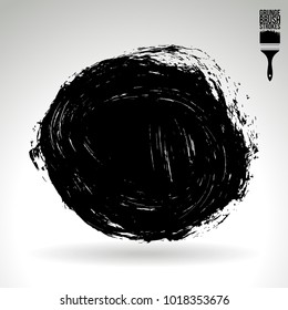 Black brush stroke and texture. Grunge vector abstract hand - painted element. Underline and border design.