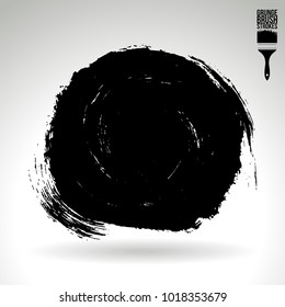 Black brush stroke and texture. Grunge vector abstract hand - painted element. Underline and border design.