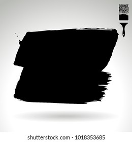 Black brush stroke and texture. Grunge vector abstract hand - painted element. Underline and border design.