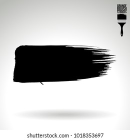 Black brush stroke and texture. Grunge vector abstract hand - painted element. Underline and border design.