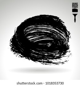 Black brush stroke and texture. Grunge vector abstract hand - painted element. Underline and border design.
