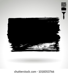 Black brush stroke and texture. Grunge vector abstract hand - painted element. Underline and border design.