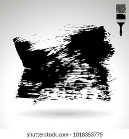 Black brush stroke and texture. Grunge vector abstract hand - painted element. Underline and border design.