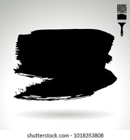 Black brush stroke and texture. Grunge vector abstract hand - painted element. Underline and border design.