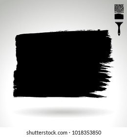 Black brush stroke and texture. Grunge vector abstract hand - painted element. Underline and border design.