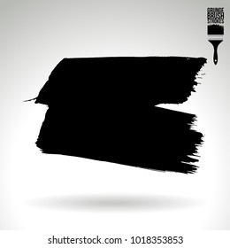 Black brush stroke and texture. Grunge vector abstract hand - painted element. Underline and border design.