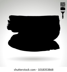 Black brush stroke and texture. Grunge vector abstract hand - painted element. Underline and border design.