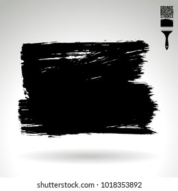 Black brush stroke and texture. Grunge vector abstract hand - painted element. Underline and border design.