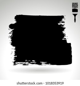 Black brush stroke and texture. Grunge vector abstract hand - painted element. Underline and border design.
