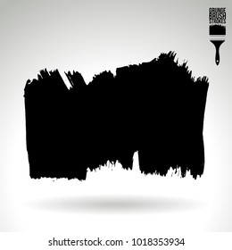 Black brush stroke and texture. Grunge vector abstract hand - painted element. Underline and border design.