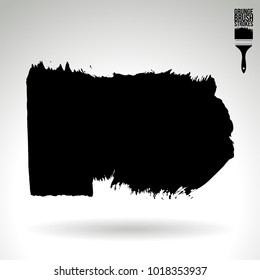 Black brush stroke and texture. Grunge vector abstract hand - painted element. Underline and border design.