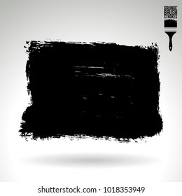 Black brush stroke and texture. Grunge vector abstract hand - painted element. Underline and border design.