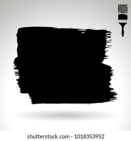 Black brush stroke and texture. Grunge vector abstract hand - painted element. Underline and border design.