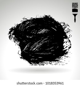 Black brush stroke and texture. Grunge vector abstract hand - painted element. Underline and border design.