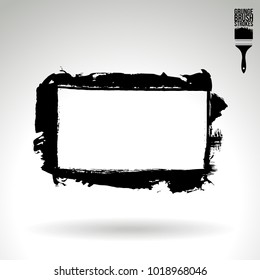 Black brush stroke and texture. Grunge vector abstract hand - painted element. Underline and border design.