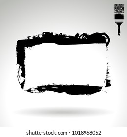 Black brush stroke and texture. Grunge vector abstract hand - painted element. Underline and border design.