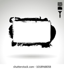 Black brush stroke and texture. Grunge vector abstract hand - painted element. Underline and border design.