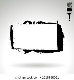 Black brush stroke and texture. Grunge vector abstract hand - painted element. Underline and border design.