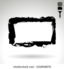 Black brush stroke and texture. Grunge vector abstract hand - painted element. Underline and border design.