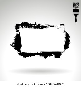 Black brush stroke and texture. Grunge vector abstract hand - painted element. Underline and border design.