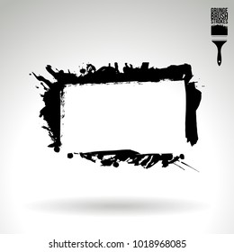 Black brush stroke and texture. Grunge vector abstract hand - painted element. Underline and border design.