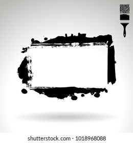 Black brush stroke and texture. Grunge vector abstract hand - painted element. Underline and border design.