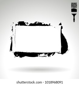 Black brush stroke and texture. Grunge vector abstract hand - painted element. Underline and border design.