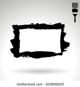 Black brush stroke and texture. Grunge vector abstract hand - painted element. Underline and border design.